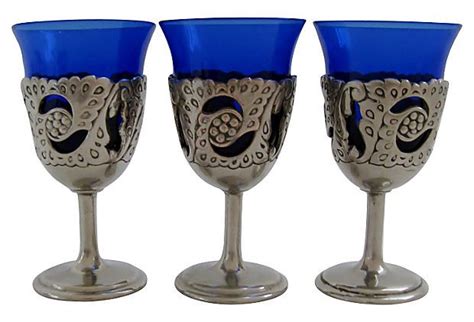 Cobalt And Silver Cordials Cobalt And Silver Blue Glass Shades Of Blue
