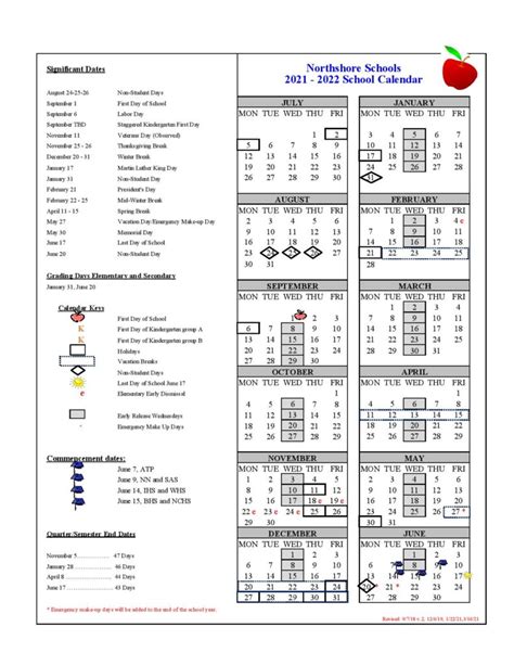 Northshore School District Calendar 2021 2022 And Holidays