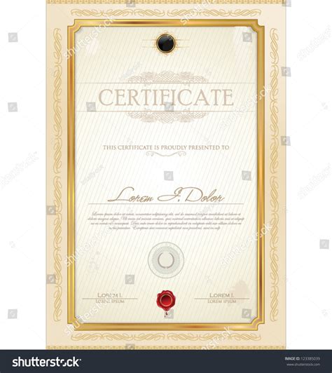 Vektor Stok Certificate Template Tanpa Royalti 123385039 Shutterstock