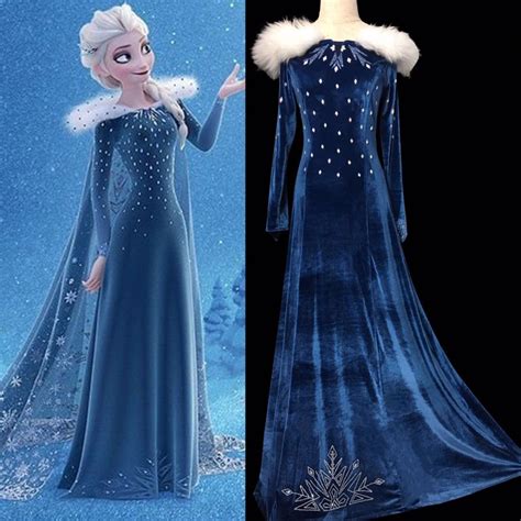 R998 Olafs Frozen Adventure Elsa Dress With Rhinestone On The Bottom Of The Dress Frozen Elsa
