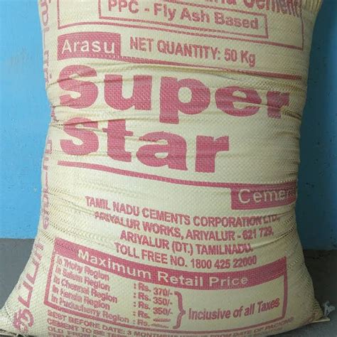 Arasu Super Star Ppc Cement Packaging Size 50kg Rs 325bag Id