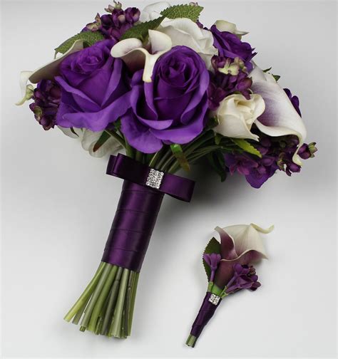 Purple Wedding Bouquet Purple Calla Lily Bouquet Purple Etsy Canada