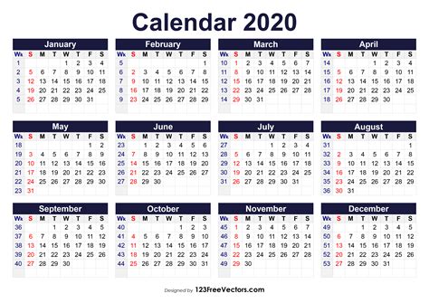 2020 Calendar With Week Numbers Printable Pdf Shopmallmy