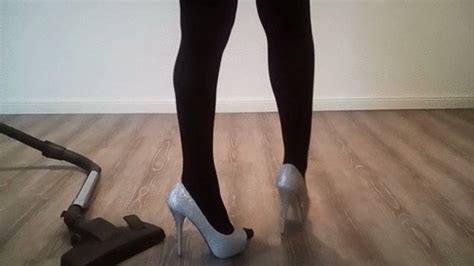 Silver Glitter High Heels And Weekend Vacuuming Lady2deluxe Clips4sale