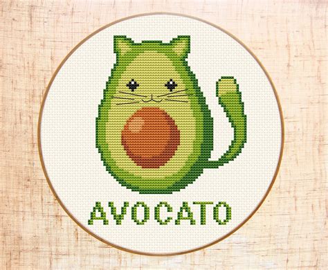 Crazy cat lady cross stitch pattern. Funny cross stitch pattern Avocato cross stitch Cute Cat ...