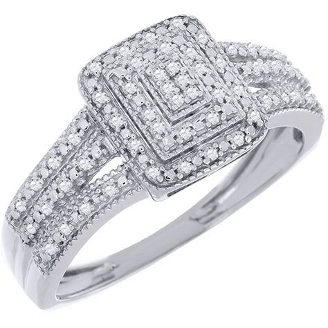 Diamond Engagement Wedding Ring 10k White Gold Round Pave