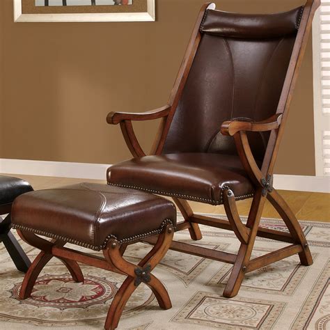 Leather Accent Chair With Ottoman 