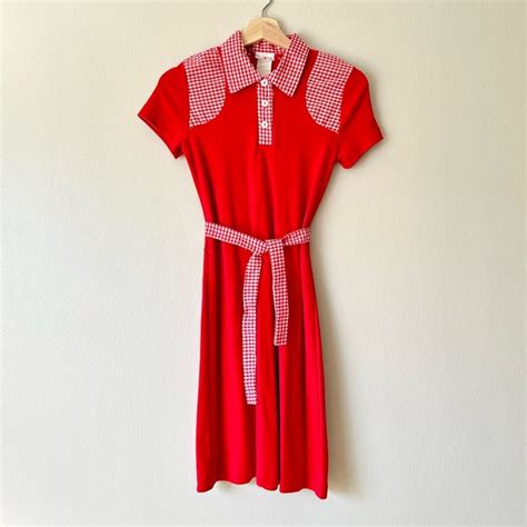 Dresses Vintage Red Gingham Mini Dress Small Poshmark