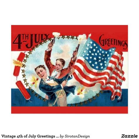 Vintage 4th Of July Greetings Patriotic Postcard Patriotic Printables