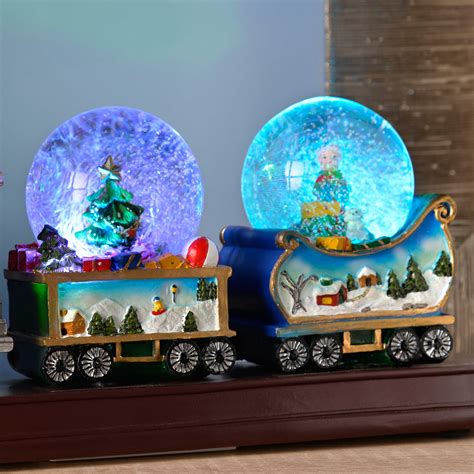 Werchristmas Santa Christmas Train With 3 Musical Animated Snow Globe