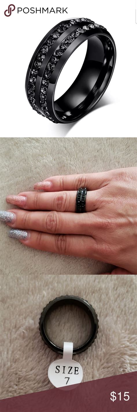 Black Stainless Steel Ring Stainless Steel Rings Steel Ring Womens
