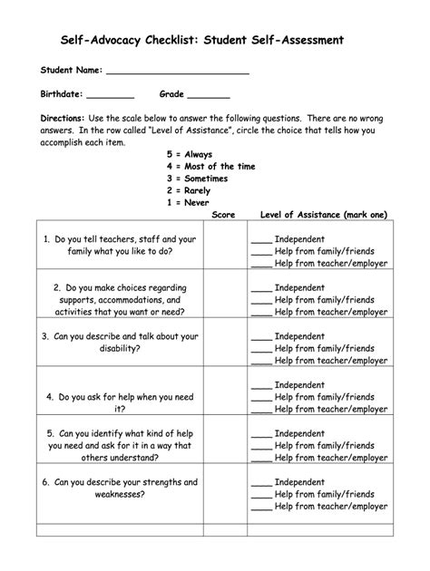 Self Advocacy Worksheets Pdf Fill Online Printable Fillable Blank