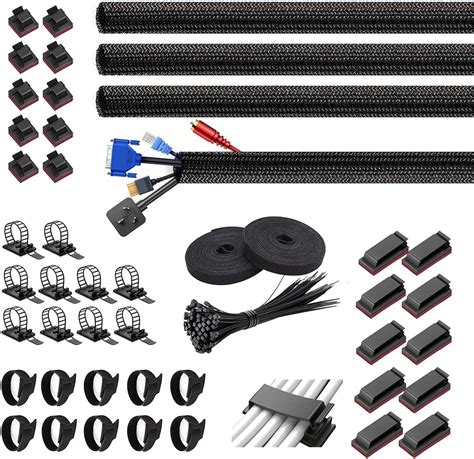 136pcs Cable Management Kit Cord Organizer Wire Hider 4 Cord Organizer
