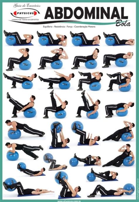 Exercise Charts For Stability Ball Balance Ball Swiss Ball And Bosu
