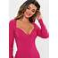 Hot Pink Bust Cup Long Sleeve Mini Dress  Missguided