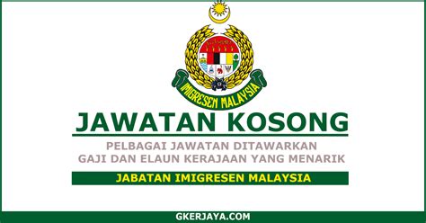 Pegawai imigresen gred kp19 (kekosongan : Kerja Kosong Jabatan Imigresen Malaysia - Mohon Online ...