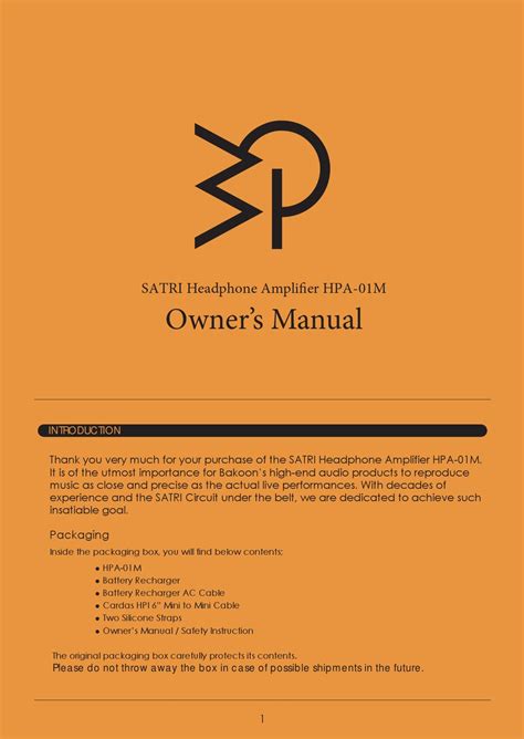 Bakoon Satri Hpa 01m Owners Manual Pdf Download Manualslib