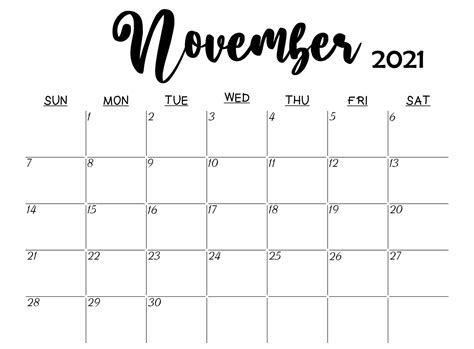 Printable Calendar November 2021 In 2021 Free Printable Calendar
