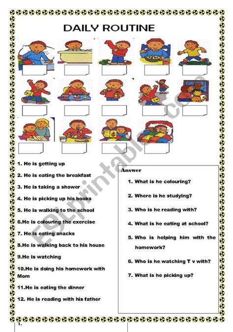 Wh Questions Daily Routine Present Progressive Esl Worksheet By Ilona
