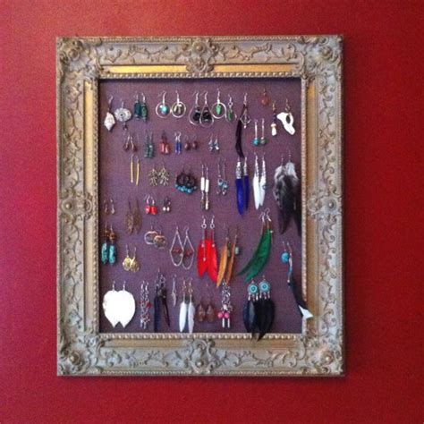 My Diy Earring Display Screen And An Old Frame Clay Stamps Old