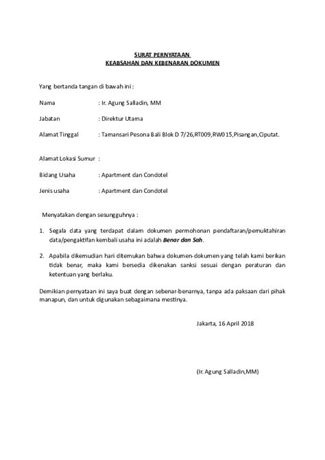 Fungsi dokumen pendukung yang surat pernyataan yang mendukung pernyataan dari dokumen lainnya. Surat Pernyataan Kebenaran Data Dan Keabsahan Dokumen ...