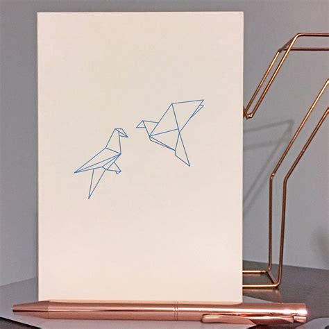 Origami Birds Letterpress Card By Yield Ink