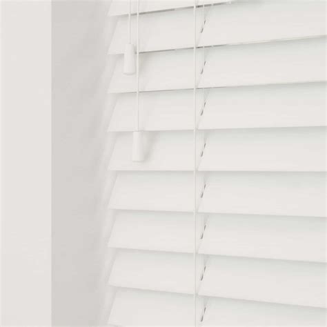 Bright White Faux Wood Venetians Wood Grain Effect With Cords