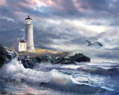 North Head Lighthouse At The Eve Of A Storm Painting By Regina Femrite