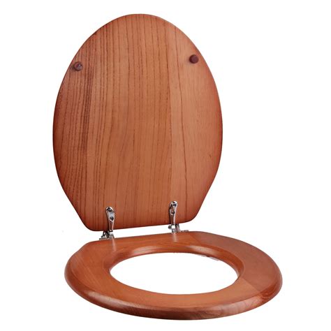 Essential Home Deluxe Wood Elongated Toilet Seat Oak