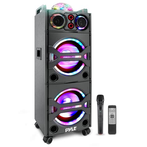 します pyle portable bluetooth pa speaker system 600w 10” indoor outdoor bt speaker includes 2
