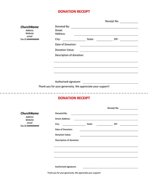 Printable Donation Receipt Letter Template