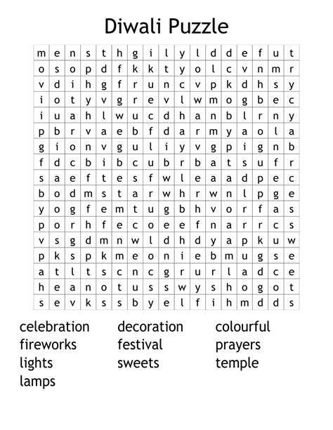 Diwali Puzzle Word Search Wordmint