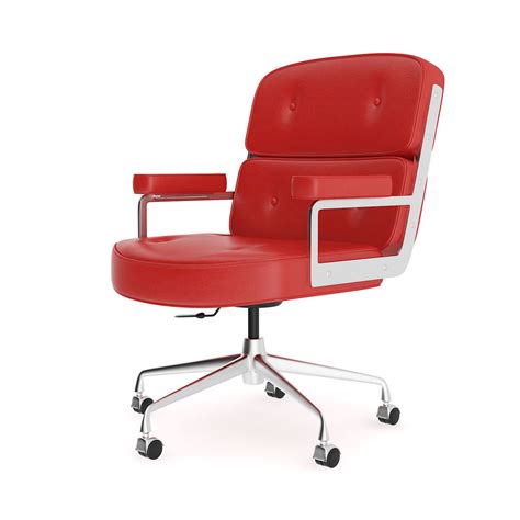 Firm seat with upright supportive back.… Red Leather Swivel Office Chair 3D | CGTrader
