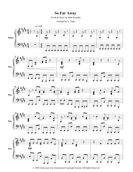 So Far Away Sheet Music Dire Straits Piano Solo