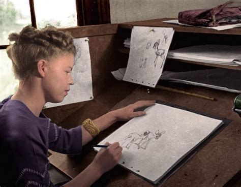 Retta Scott Sketching Bambi Early 1940s The First Woman Credited As