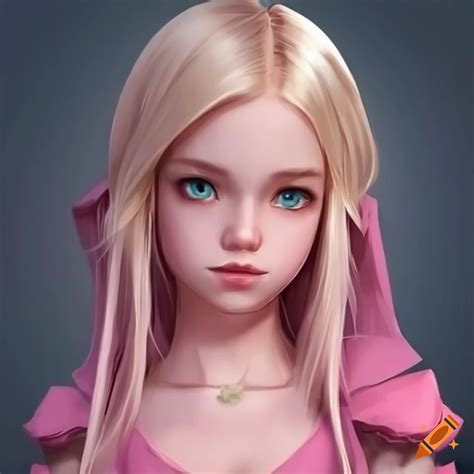 256 Color Jrpg Character With Blonde Hair And Pink Dress