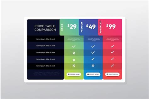 Premium Vector Pricing Table Template Website Application Subscribe