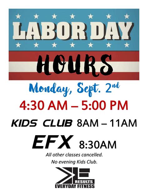Labor Day Hours — Everyday Fitness Redding