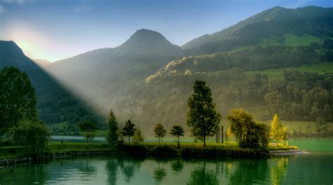 Download Lake View With Green Water Wallpaper