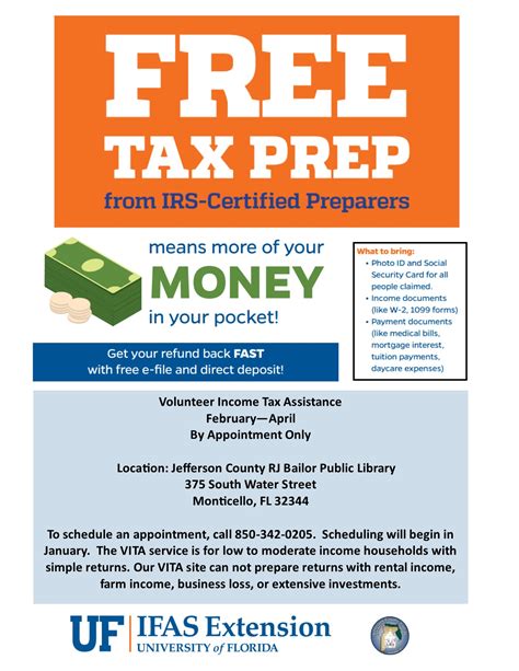 Vita Free Tax Preparation Offered At Jefferson County Library Ufifas Extension Jefferson County