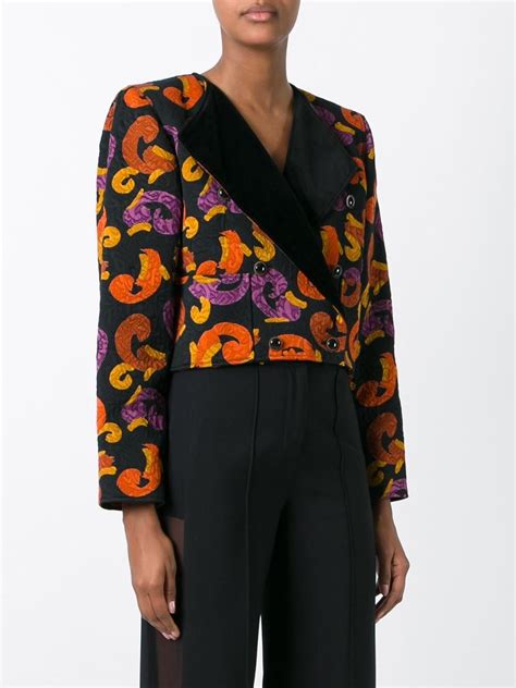 Emanuel Ungaro Pre Owned Jacquard Printed Cropped Jacket Farfetch