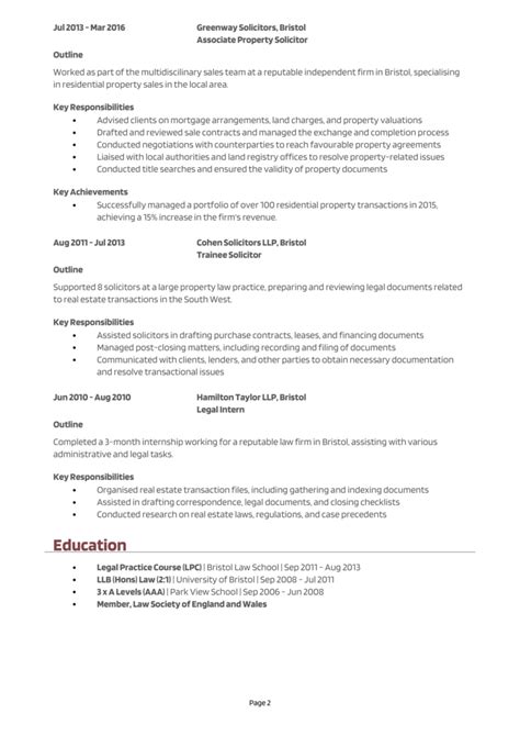Property Solicitor CV Example Guide Get Hired Fast