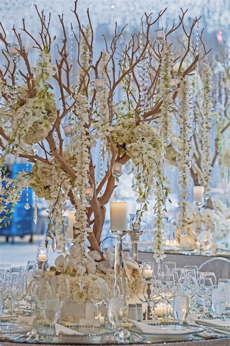 Manzanita Tree Centerpieces For A White Wedding Tree Centrepiece