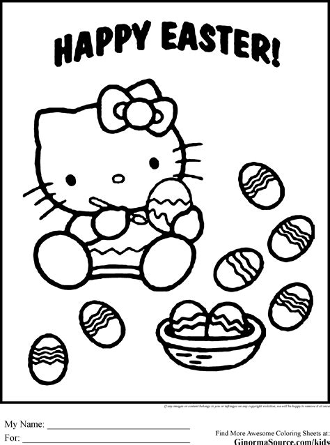 Hello Kitty Easter Coloring Pages Hello Kitty And Two Easter Eggs