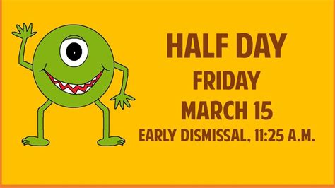 Half Day Friday March 15 Meridian Elementary School