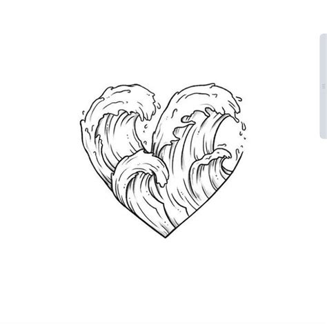 A Black And White Drawing Of Waves In The Shape Of A Heart