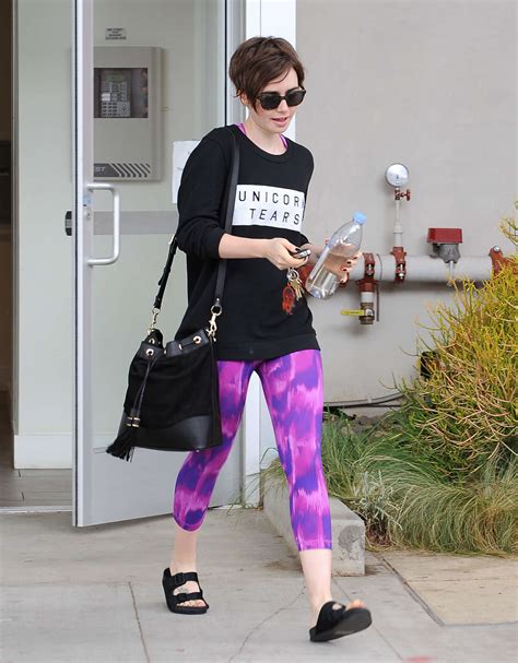 Lily Collins In Pink Spandex 03 Gotceleb
