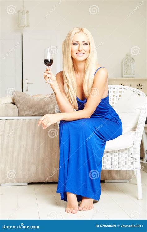 Portrait Of Beautiful Blonde Woman Sitting On Stock Image Image Of Wicker Woman 57028629