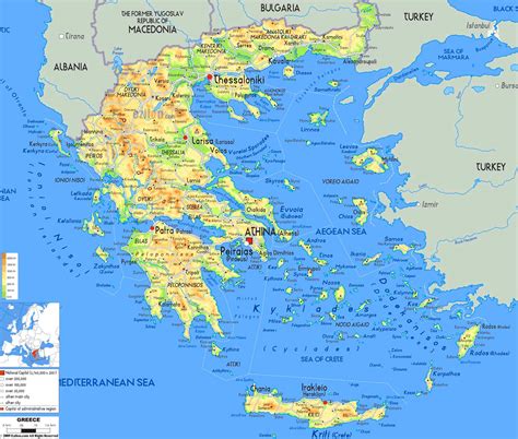 Big Size Detailed Greece Map And Flag Travel Around The World
