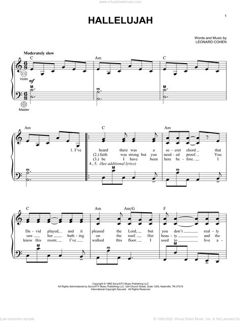 Cohen Hallelujah Sheet Music For Accordion [pdf Interactive]
